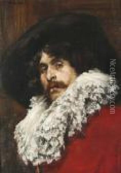 Portrat Eines Musketiers. Oil Painting - Ferdinand Victor Leon Roybet