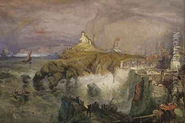 An onshore gale Oil Painting - English School