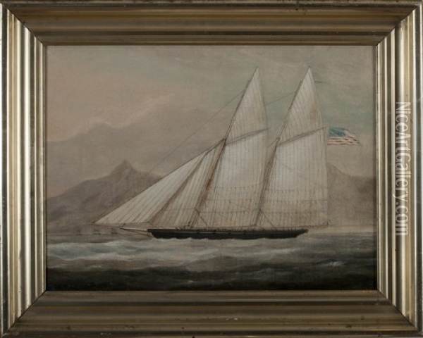 American Schooner Under Full Sail Oil Painting - James Fulton Pringle