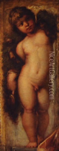 A Golden Child As Sculptor's Model Oil Painting - Leopoldina Borzino