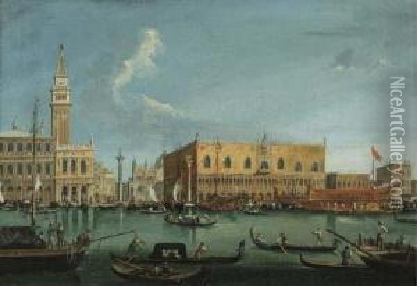 Venezia, Il Bucintoro Sul Canal Grande Presso Palazzo Ducale Oil Painting - Vincenzo Chilone