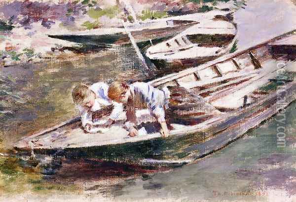 Two in a Boat Oil Painting - Theodore Robinson