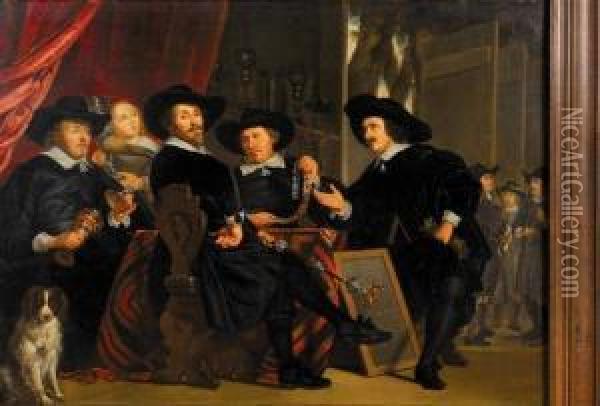 The Chamber Of The Crossbowmen At St. Sebastian In Amsterdam* Oil Painting - Bartholomeus Van Der Helst