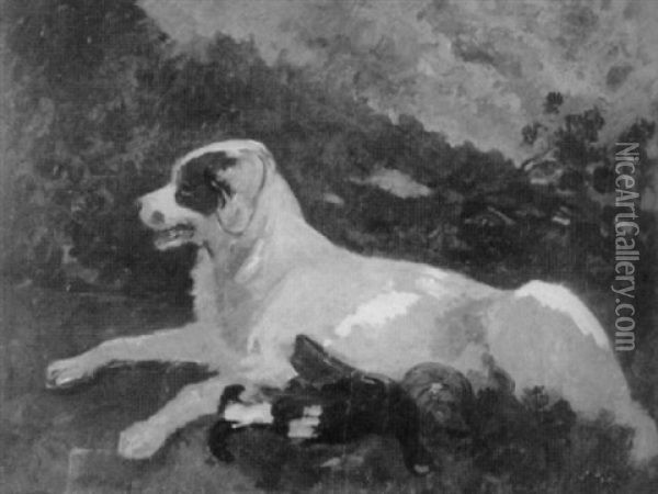 Jagdhund Mit Erlegtem Birkhuhn Oil Painting - Carl Friedrich Deiker