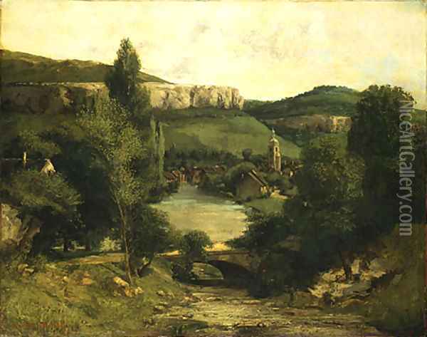 View of Ornans probably mid 1850s Oil Painting - Gustave Courbet