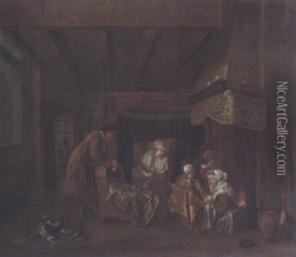 Familie Vor Dem Kamin Oil Painting - Jan Josef Horemans the Elder