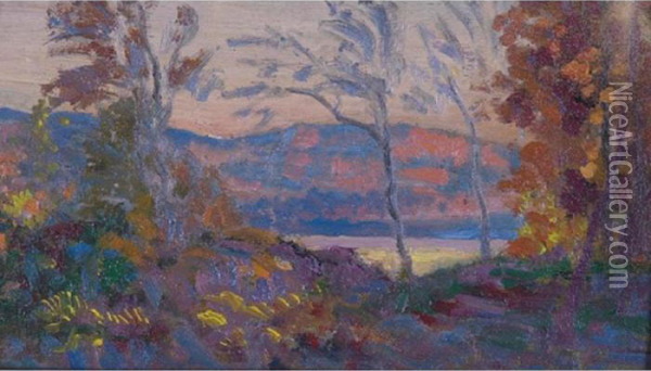 Autumn Rockland Lake Oil Painting - Arthur Bowen Davies