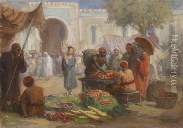 Orientalische Marktszene Oil Painting - Imre Gergely
