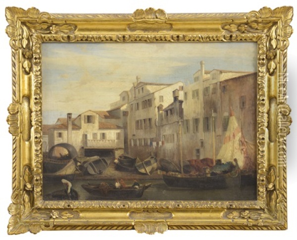 Case Di Pescatori E Barche Oil Painting - Luigi Steffani