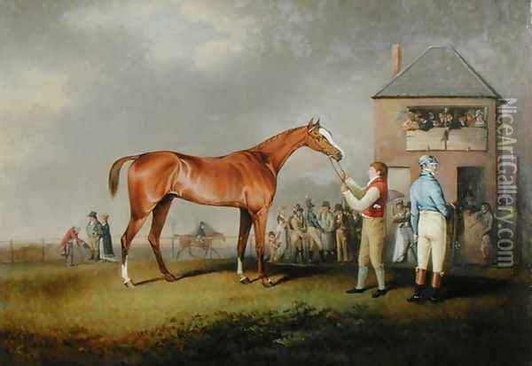Portrait of 'Quiz', the property of Lord Rous, after his last race at Newmarket Oil Painting - Henry Bernard Chalon