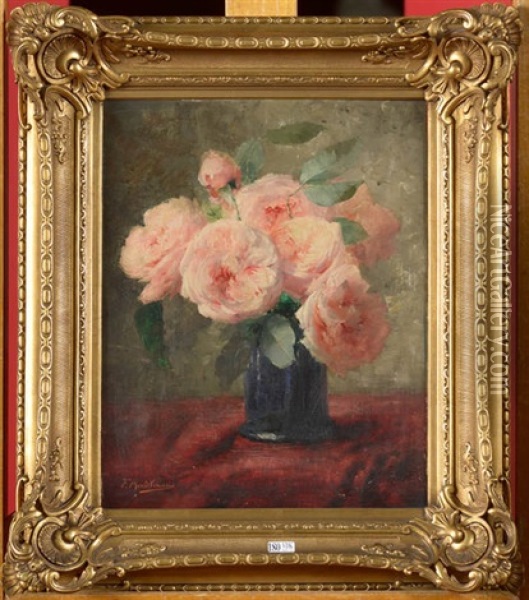 Vase De Roses Oil Painting - Frans Mortelmans