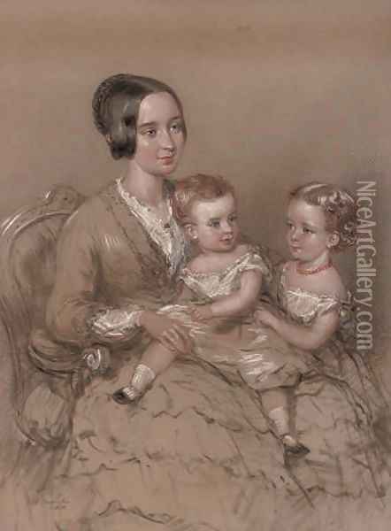 A mother with her children Oil Painting - Margaret Sarah Carpenter