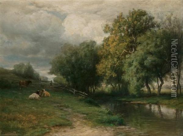 Cloudy Afternoon, New Jersey Oil Painting - Hendrik D. Kruseman Van Elten