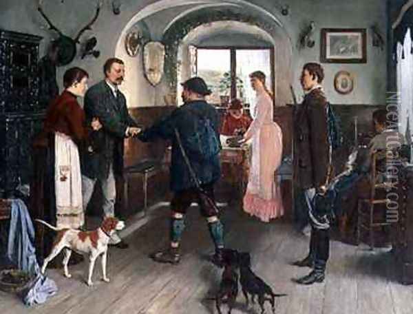 The Reunion Oil Painting - Franz Erdman Haussler