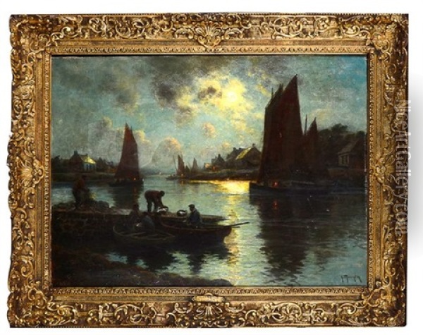 Clair De Lune En Bretagne Oil Painting - Georges Philibert Charles Maroniez