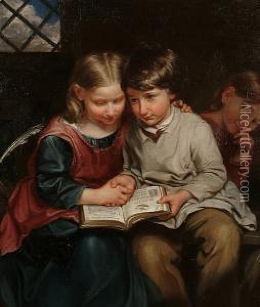 The Reading Lesson Oil Painting - John Thomas Peele