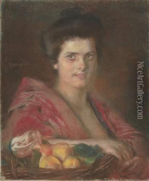 Madchen Mit Fruchtekorb Oil Painting - Paul Albert Besnard