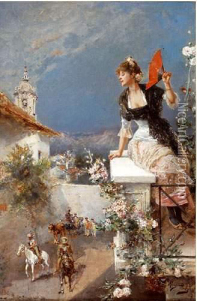 Jeune Femme Au Balcon Oil Painting - Alonso Perez