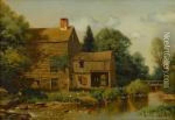 The Old Grist Mill, Mid-summer Oil Painting - Henry Pember Smith