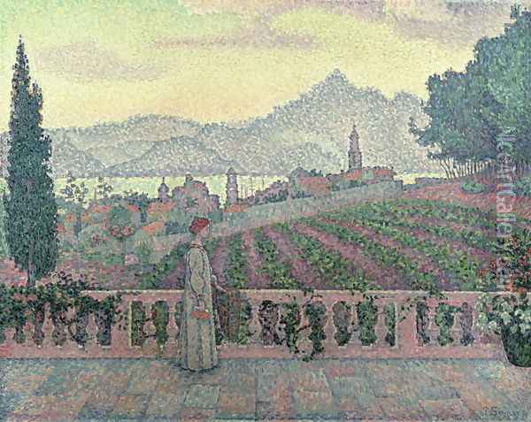Woman on the Terrace, 1898 Oil Painting - Paul Signac