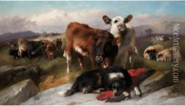 The Herdsman's Dog Oil Painting - George W. Horlor