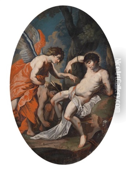 Der Heilige Sebastian Wird Von Einem Engel Versorgt Oil Painting - Sebastiano Ricci