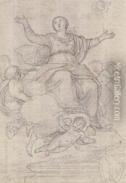 The Assumption Of The Virgin Oil Painting - Carlo Maratta or Maratti