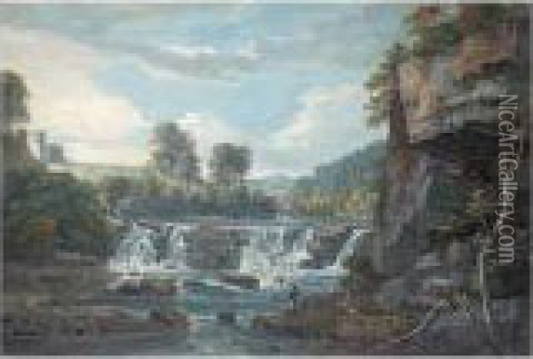 Aysgarth Falls, Yorkshire Oil Painting - Paul Sandby