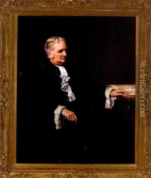 Three Quarter-length Portrait Of A Reverend Oil Painting - Robert Cree Crawford