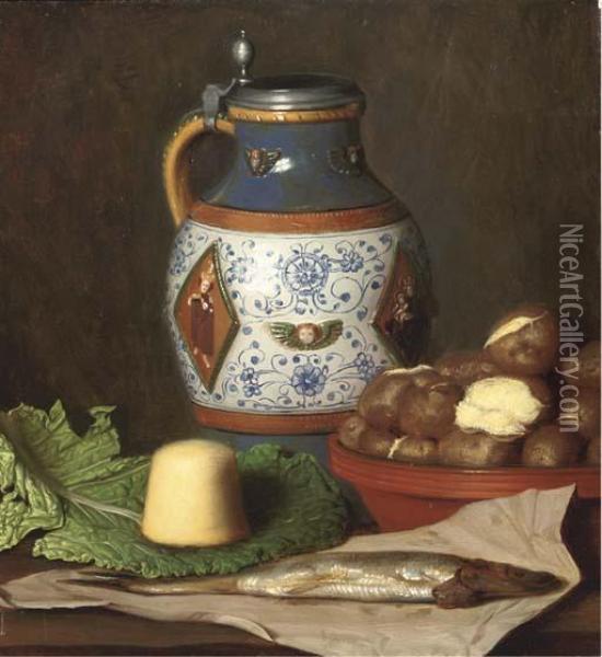 A Kitchen Still Life Oil Painting - Emil Brehmer