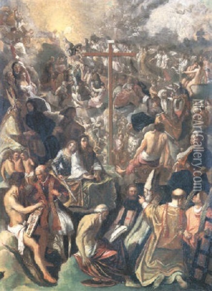 Die Verherrlichung Des Kreuzes Oil Painting - Adam Elsheimer