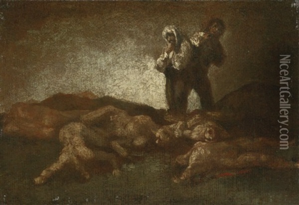 Searching Among The Corpses Oil Painting - Francisco Goya