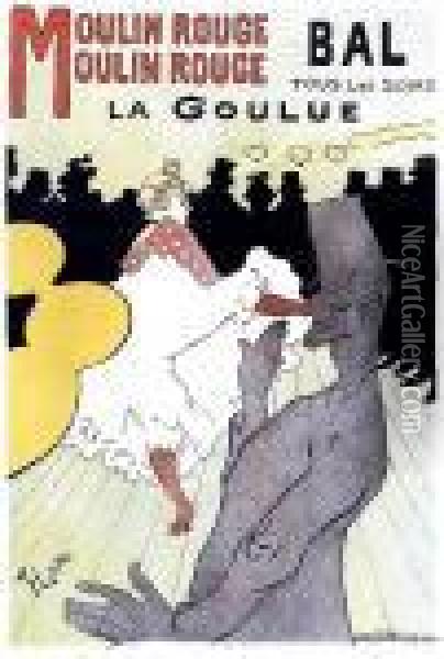 Moulin Rouge-la Goulue, From Le Maitres Del'affiche Oil Painting - Henri De Toulouse-Lautrec