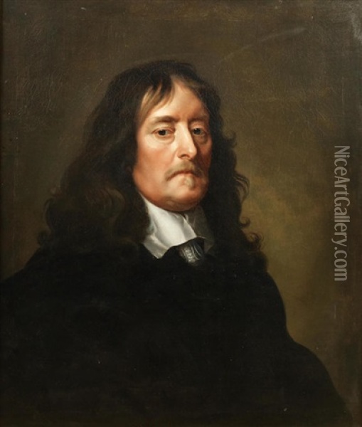 Portrait Of A Gentleman, Bust-length, In Black Oil Painting - Gerard van Soest