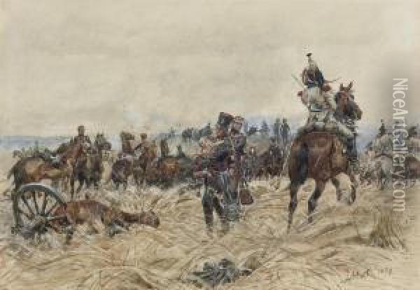 On The Battlefield Oil Painting - Jan Hoynck Van Papendrecht