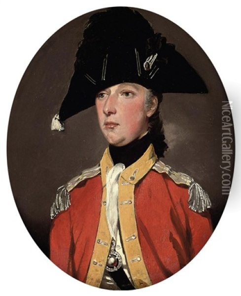Portrait Of An Officer (lieutenant Hall ?) In The Uniform Of The Staffordshire Militia Oil Painting - John Downman