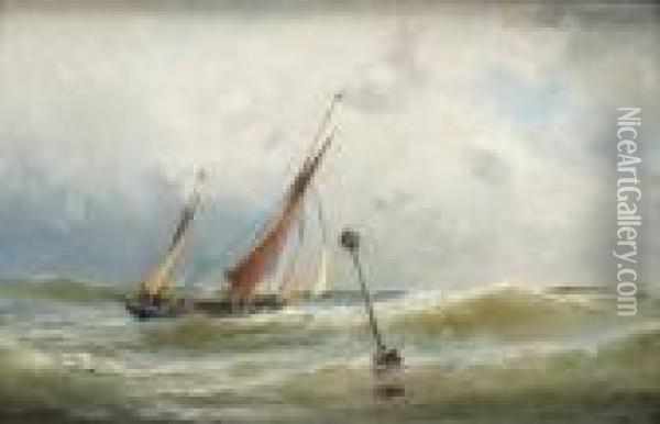 Segelfartyg I Hog Sjo Oil Painting - Christian Fredrik Swensson