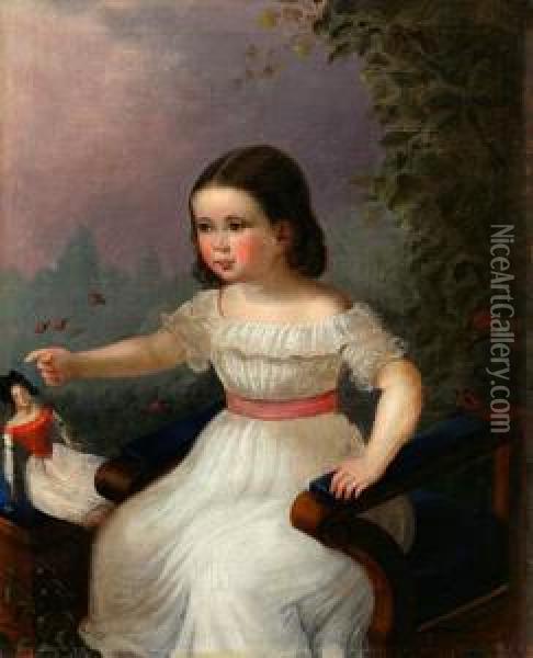 Portret Dziewczynki Z Lalka, 1840 R. Oil Painting - Carl, Karl Wieland