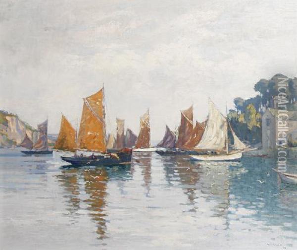 French Harbour Oil Painting - Augustus William Enness