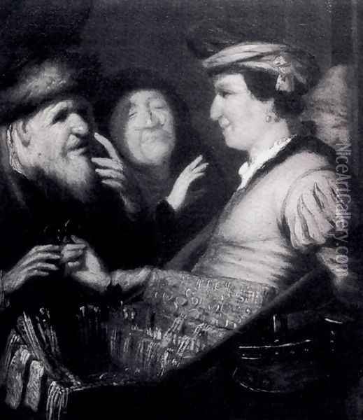 The Sense Of Sight (or The Spectacles-Seller) Oil Painting - Rembrandt Van Rijn