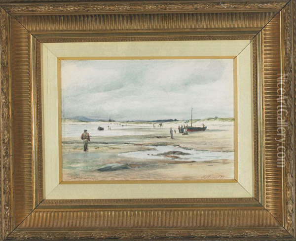 On The Sands Carnoustie; Woodland Scene Oil Painting - John Simpson Fraser