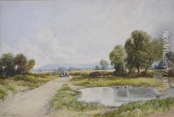 Summer Landscape With Cart And Buggy Oil Painting - John Fullwood