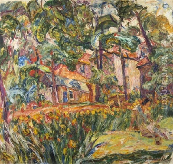 Summer In The Garden Oil Painting - Abraham Manievich