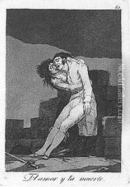 Francisco Goya Y Lucientes Pintor; And El Amor Y La Muerte (d.38, H.36; And D.47, H.45) Oil Painting - Francisco De Goya y Lucientes