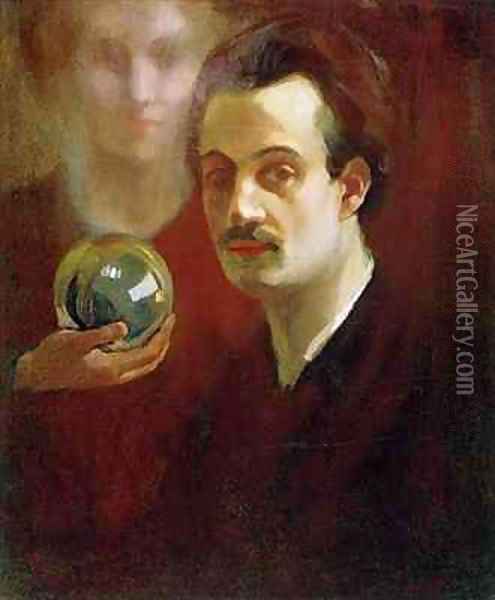 Self Portrait and Muse Oil Painting - Khalil Gibran