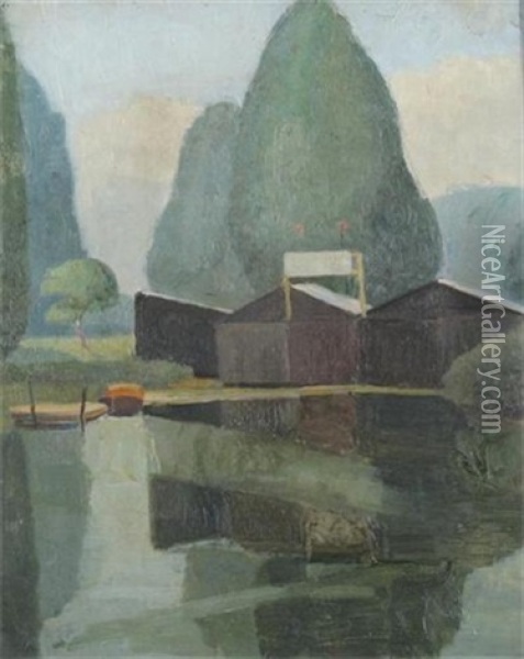 A River Landscape Oil Painting - Thomas Edwin Mostyn