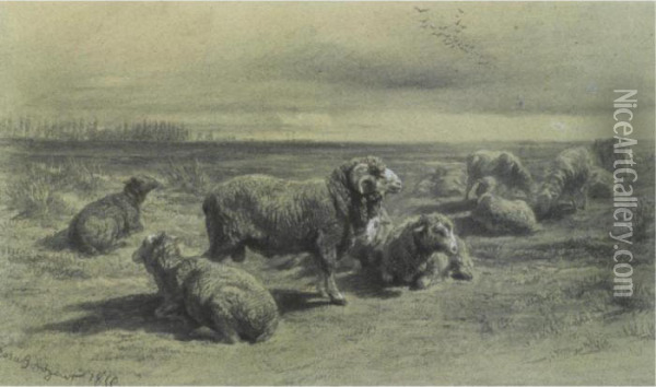 A Dozen Sheep Oil Painting - Rosa Bonheur