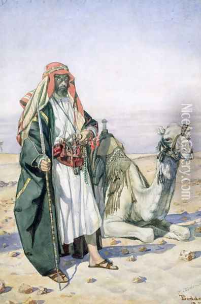 Lieutenant Richard Burton in Arab Dress, 1854 Oil Painting - Thomas Seddon