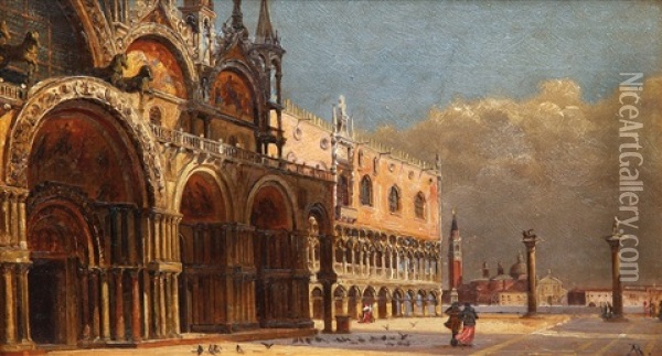 Vetrny Den Na Namesti San Marco Oil Painting - Antonietta Brandeis