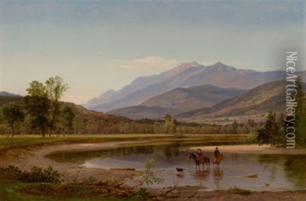 Fording The Stream (franconia Mountains, New Hampshire) Oil Painting - Samuel Lancaster Gerry